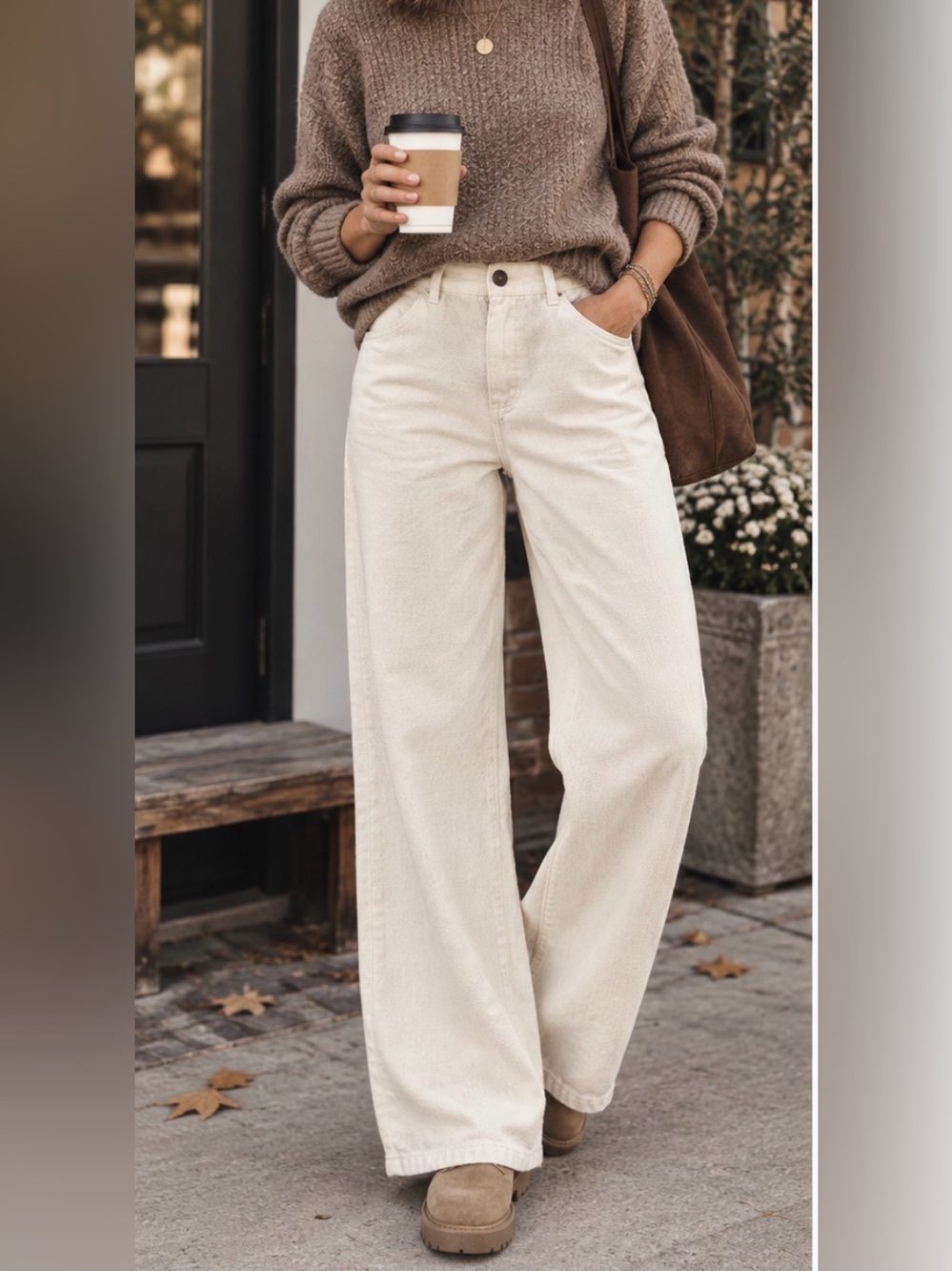 The Great. High rise Wide leg textured cotton twill pant slacks fall trousers 30